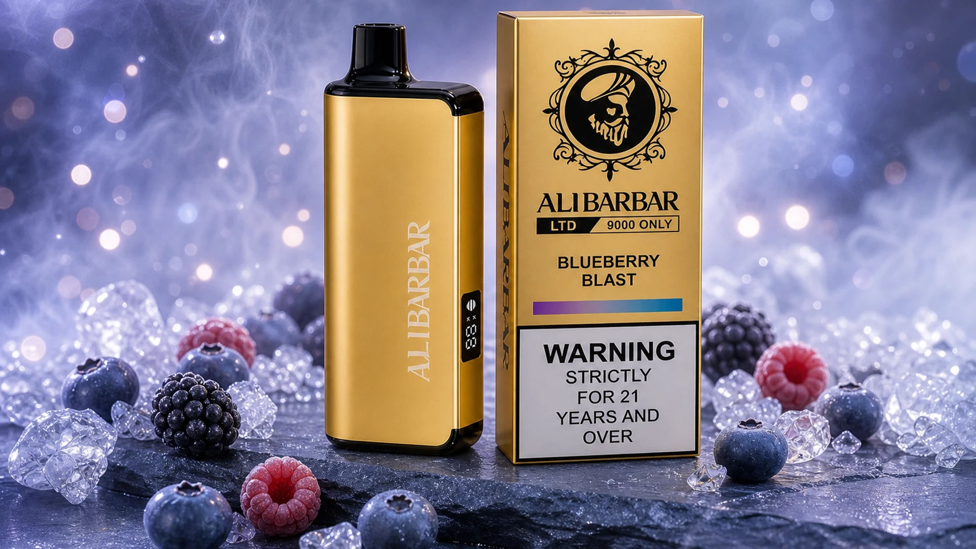 LTD 9000 Blueberry Blast atmospheric flavour artwork