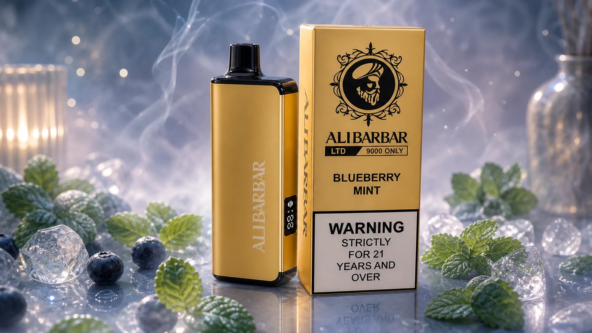 LTD 9000 Blueberry Mint atmospheric flavour artwork