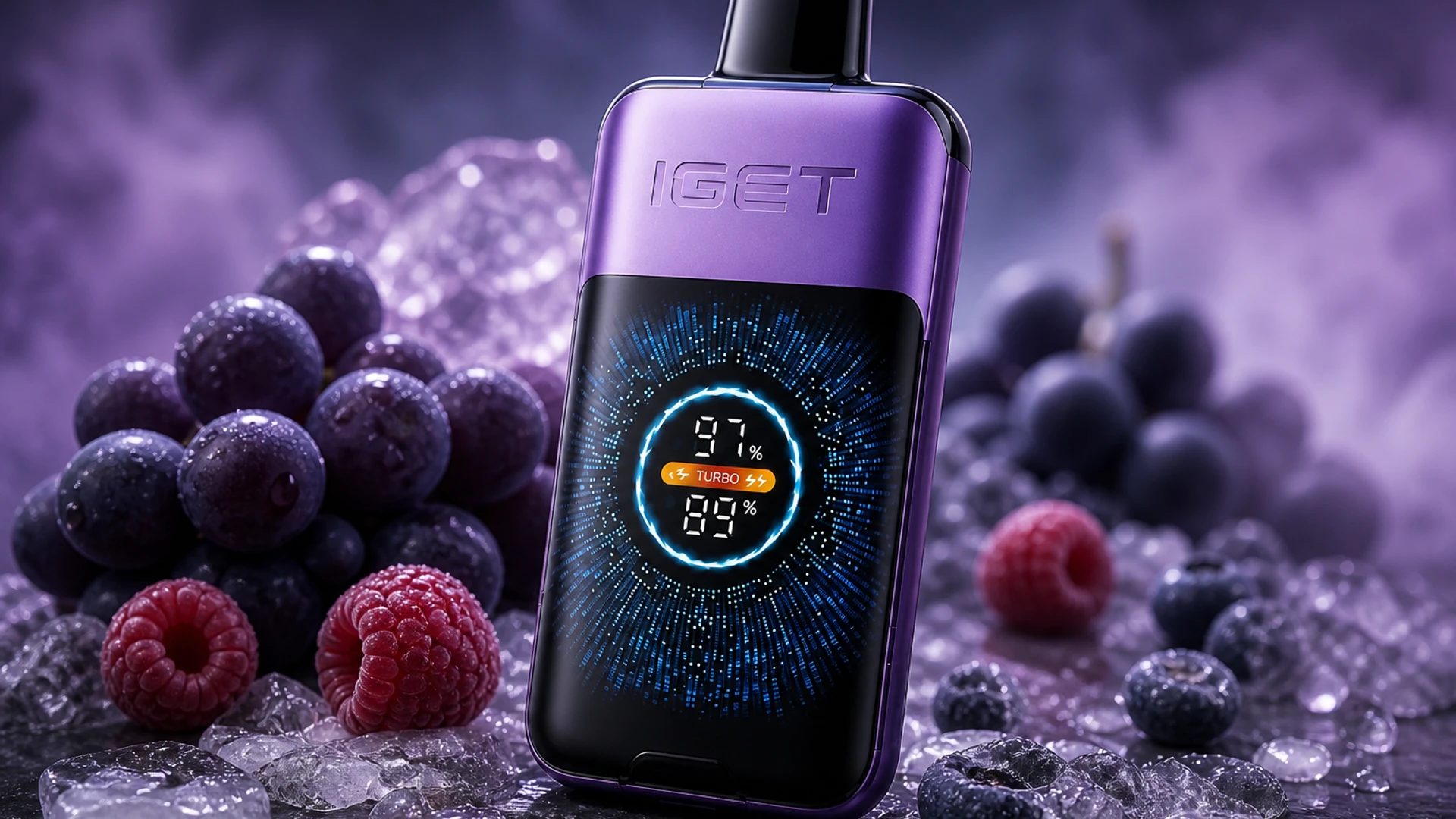 IGET One 12000 Raspberry Grape Ice atmospheric flavour artwork