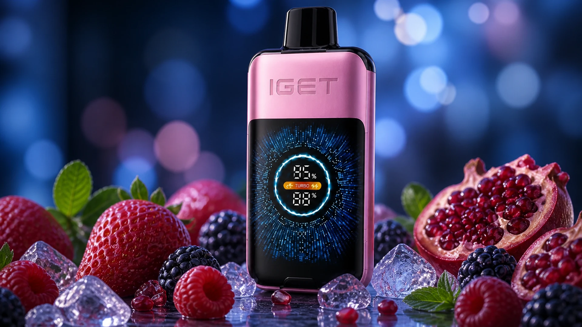 IGET One 12000 Strawberry Pomegranate Ice atmospheric flavour artwork