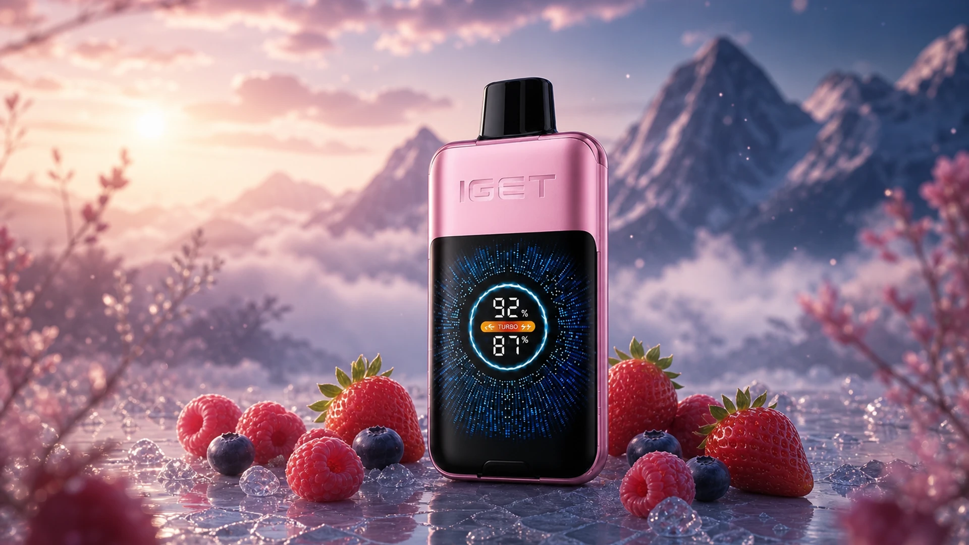 IGET One 12000 Strawberry Raspberry atmospheric flavour artwork