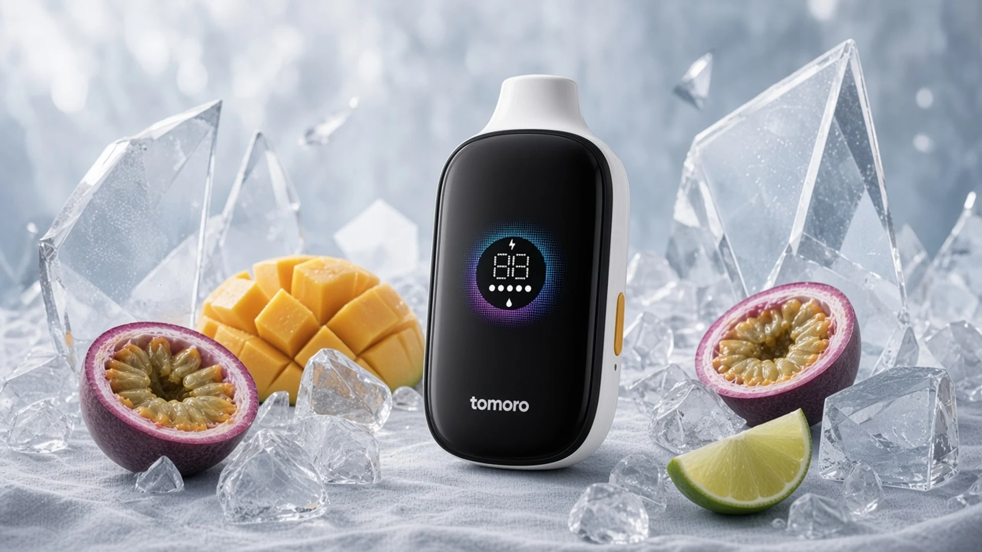 TOMORO MAX 15000 Passion Fruit Mango Lime flavour concept artwork