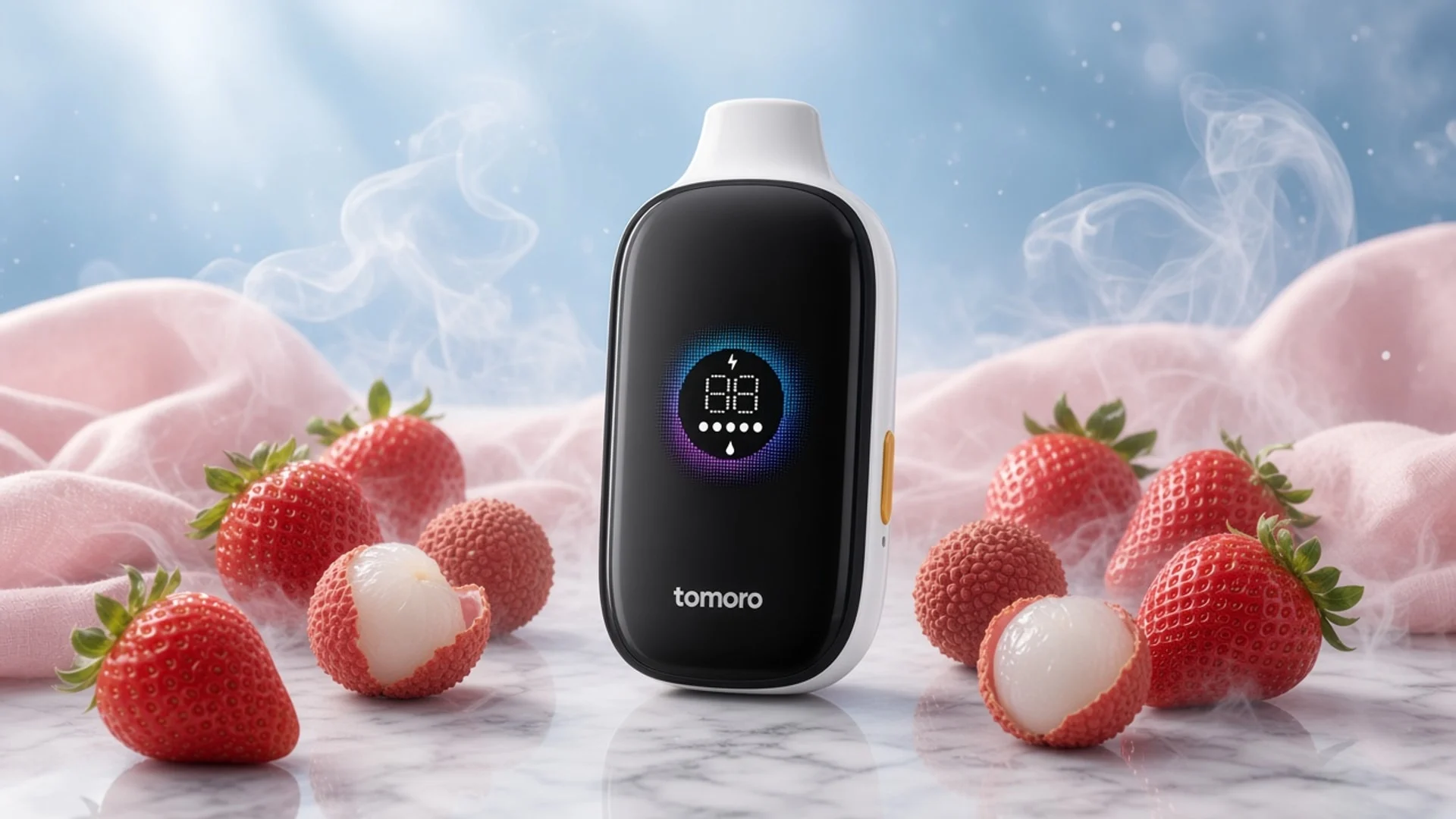 TOMORO MAX 15000 Strawberry Lychee flavour concept artwork