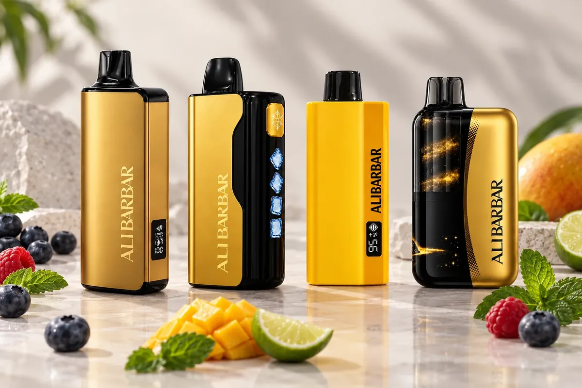 ALIBARBAR flavours guide illustration showing 9000, 12000, TEQ 12000 and Swirl 13000 devices