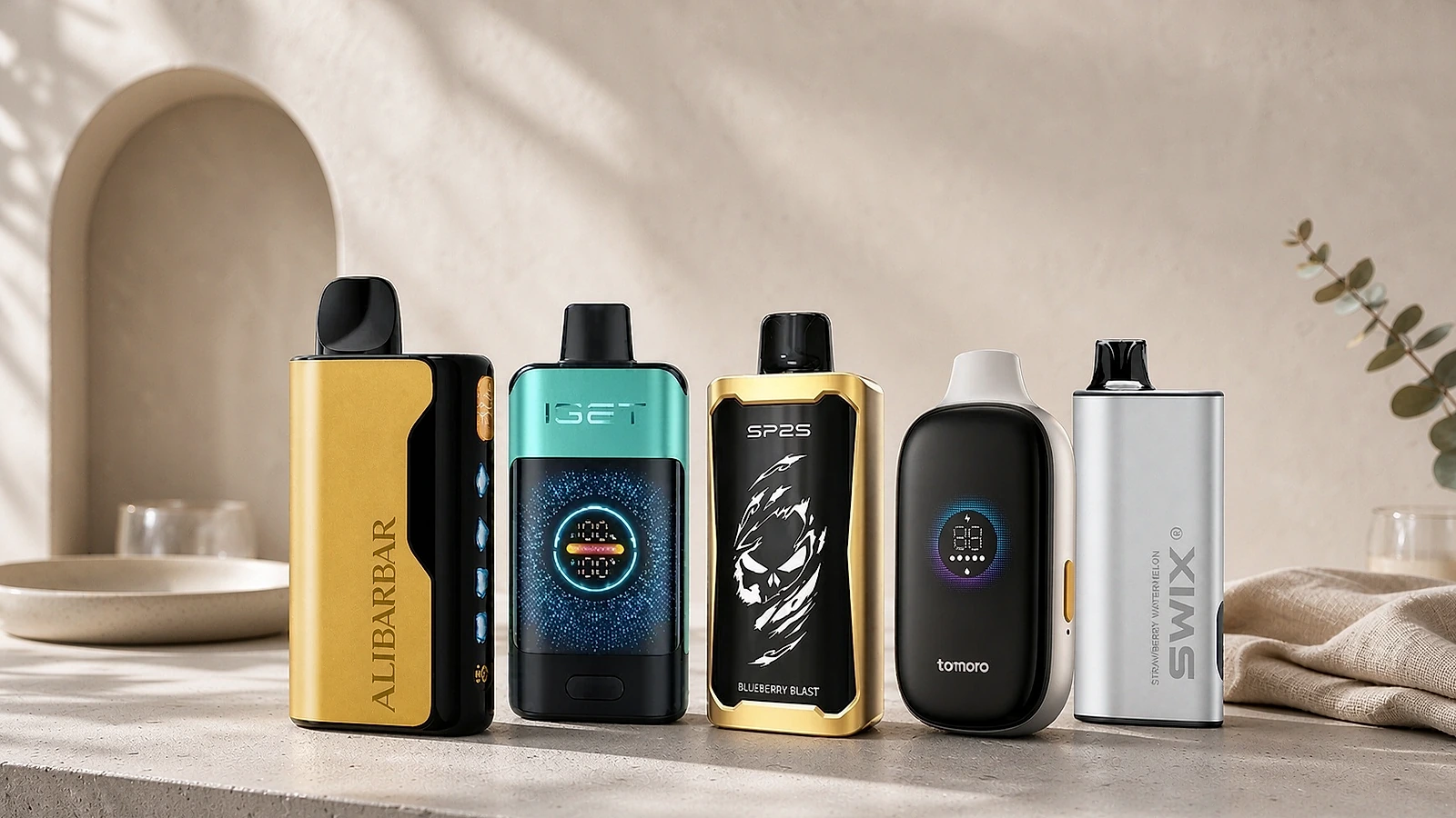 Disposable vapes Australia hero featuring ALIBARBAR, IGET, TOMORO, SP2S and SWIX models