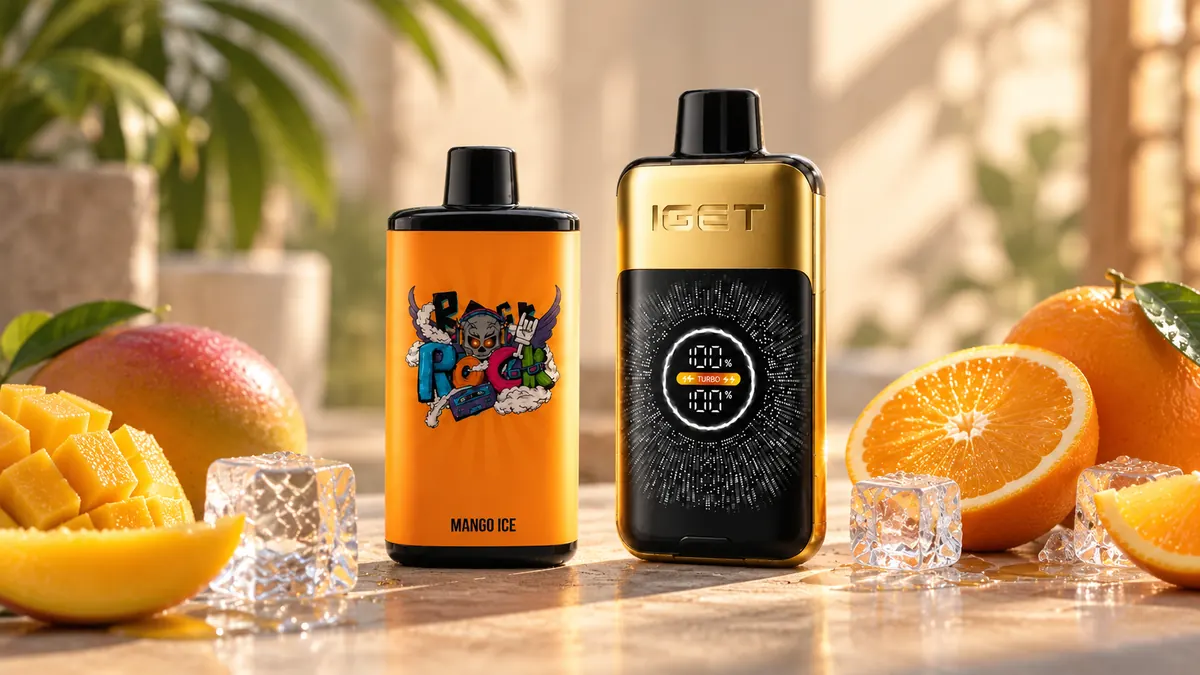 Bar Pro Mango Ice and IGET One Tropical Orange Monster in a new comparison scene