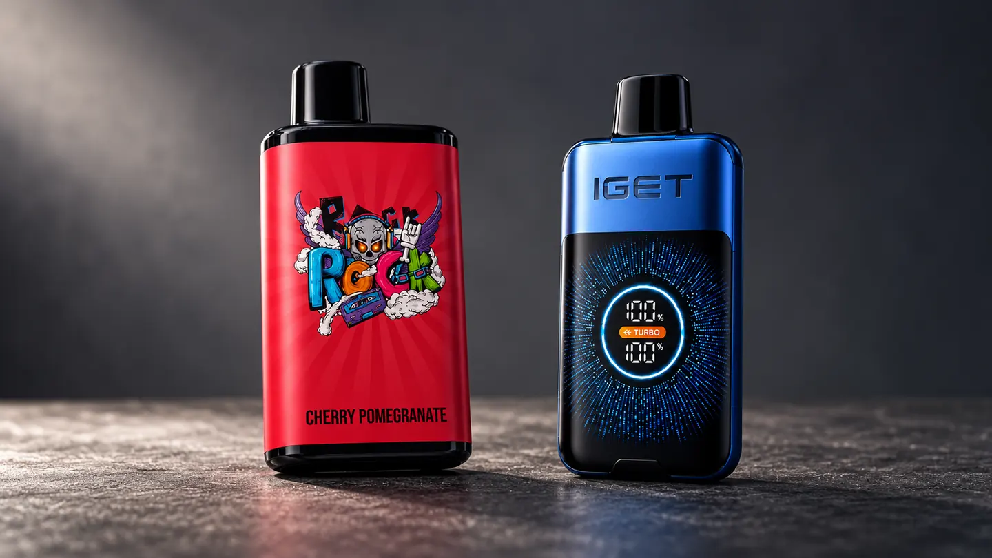 Red IGET Bar Pro and blue IGET One shown as two distinct device formats